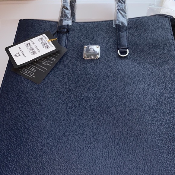 MCM Navy Leather Messenger Tote Bag with Camo Print - Picture 12 of 12